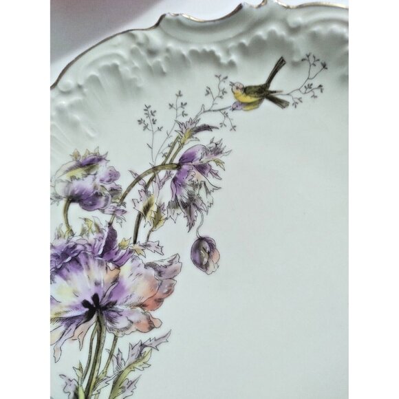 Antique Limoges France Hand Painted Cake/Dessert Serving Plate Knurled Edge 9" - Picture 11 of 14